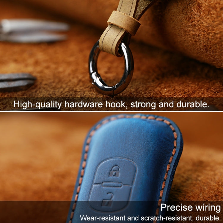 For Mazda Old Style Hallmo Car Cowhide Leather Key Protective Cover Key Case, Three Keys Version(Red)