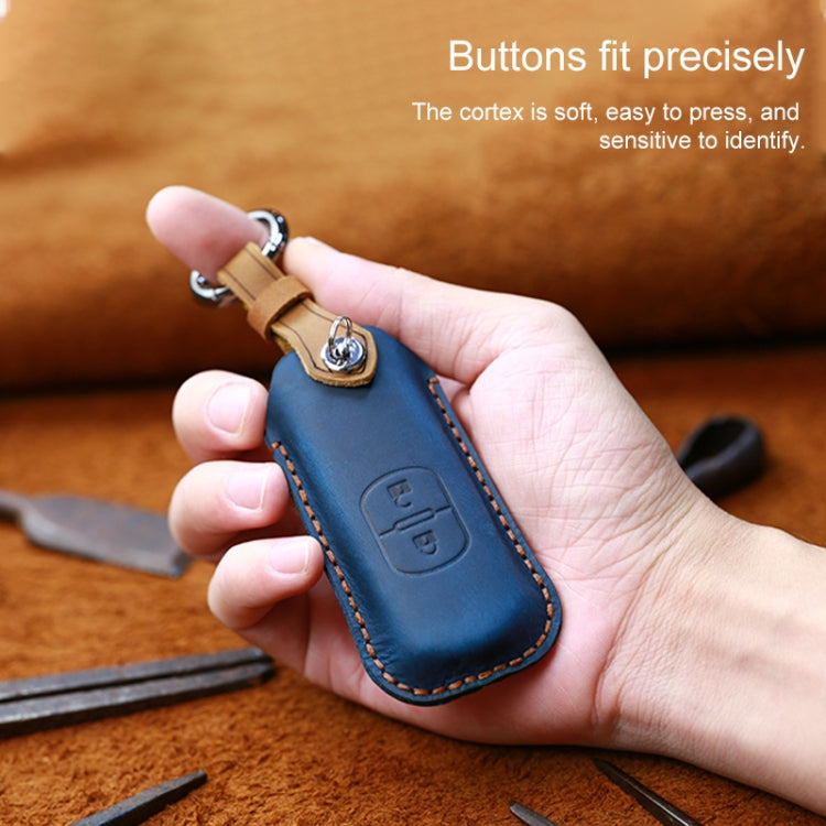 For Mazda Old Style Hallmo Car Cowhide Leather Key Protective Cover Key Case, Three Keys Version(Red)