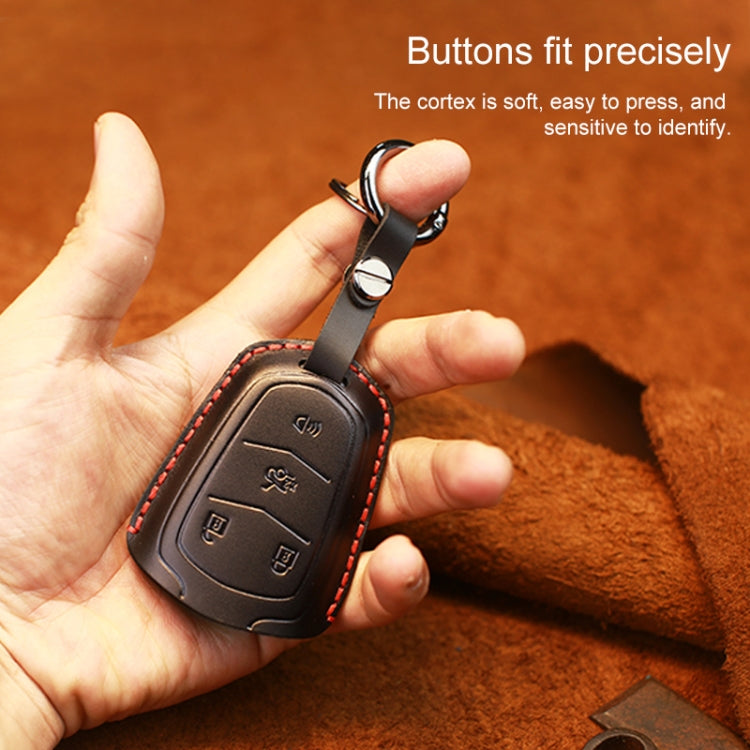For Cadillac Car Cowhide Leather Key Protective Cover Key Case, Five Keys Version (Red)