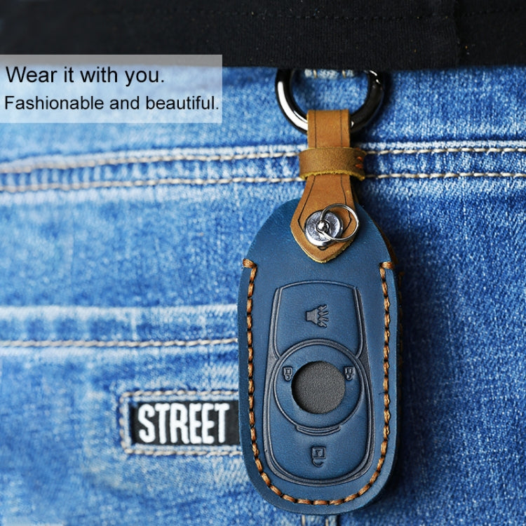 For Buick Car Cowhide Leather Key Protective Cover Key Case, Six Keys Version (Blue)
