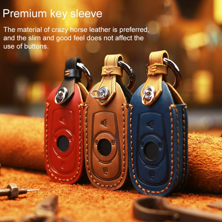 For Buick Car Cowhide Leather Key Protective Cover Key Case, Six Keys Version (Brown)
