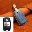For Kia Old Style Car Cowhide Leather Key Protective Cover Key Case (Blue) - Car Key Cases by PMC Jewellery | Online Shopping South Africa | PMC Jewellery | Buy Now Pay Later Mobicred
