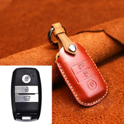 For Kia Old Style Car Cowhide Leather Key Protective Cover Key Case (Red)