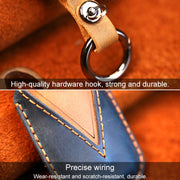 For Kia Old Style Car Cowhide Leather Key Protective Cover Key Case (Red)