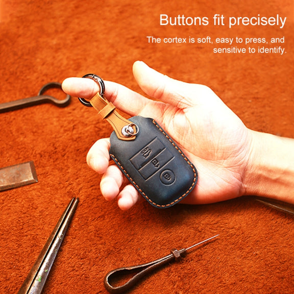 For Kia Old Style Car Cowhide Leather Key Protective Cover Key Case (Red)