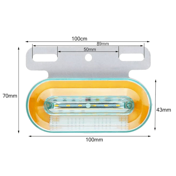 2 PCS 24V 12LED Car Oval Side Lamp (White Light)