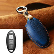 For Nissan Car Cowhide Leather Key Protective Cover Key Case, Three Keys Horizontal Line Version (Blue) - Car Key Cases by PMC Jewellery | Online Shopping South Africa | PMC Jewellery | Buy Now Pay Later Mobicred