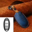 For Nissan Car Cowhide Leather Key Protective Cover Key Case, Three Keys Tailgate Version (Blue) - Car Key Cases by PMC Jewellery | Online Shopping South Africa | PMC Jewellery | Buy Now Pay Later Mobicred