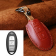 For Nissan Car Cowhide Leather Key Protective Cover Key Case, Three Keys Tailgate Version (Red) - Car Key Cases by PMC Jewellery | Online Shopping South Africa | PMC Jewellery | Buy Now Pay Later Mobicred