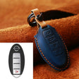 For Nissan Car Cowhide Leather Key Protective Cover Key Case, Four Keys Version (Blue) - Car Key Cases by PMC Jewellery | Online Shopping South Africa | PMC Jewellery | Buy Now Pay Later Mobicred