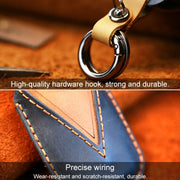 For Ford Car Cowhide Leather Key Protective Cover Key Case, Four Keys Version (Blue)