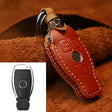 For Mercedes-Benz Old Style Car Cowhide Leather Key Protective Cover Key Case (Red) - Car Key Cases by PMC TechLife | Online Shopping South Africa | PMC TechLife | Buy Now Pay Later Mobicred