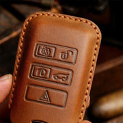 For Land Rover Car Cowhide Leather Key Protective Cover Key Case (Blue)