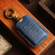 For Land Rover Car Cowhide Leather Key Protective Cover Key Case (Blue)