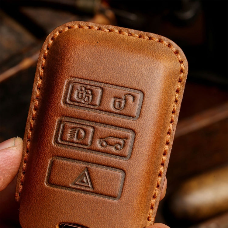 For Land Rover Car Cowhide Leather Key Protective Cover Key Case (Red)