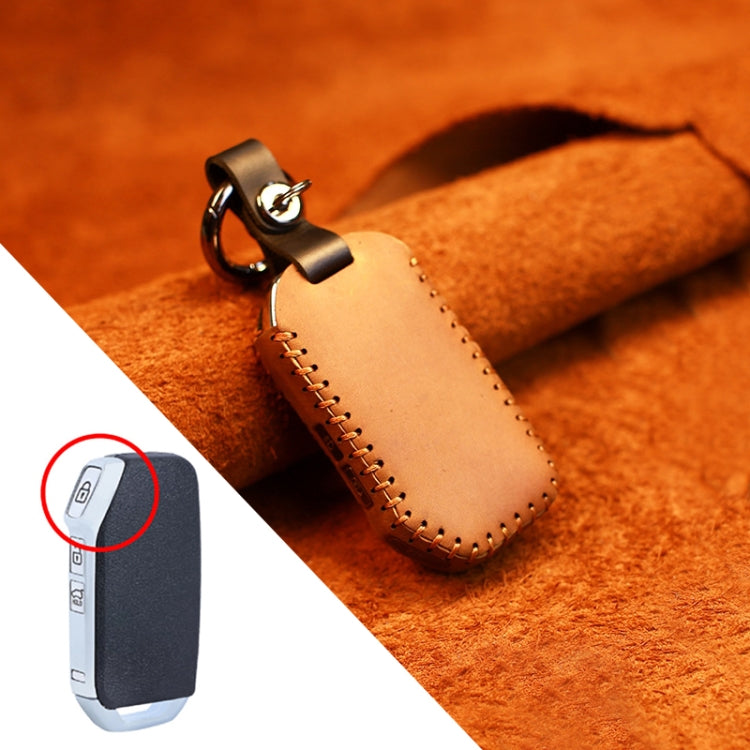 For Kia Car Cowhide Leather Key Protective Cover Key Case, Square Version (Brown)