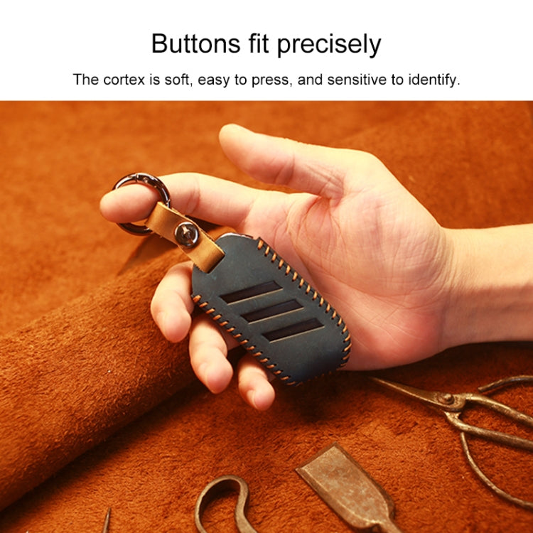 For Kia Car Cowhide Leather Key Protective Cover Key Case, Square Version (Brown)