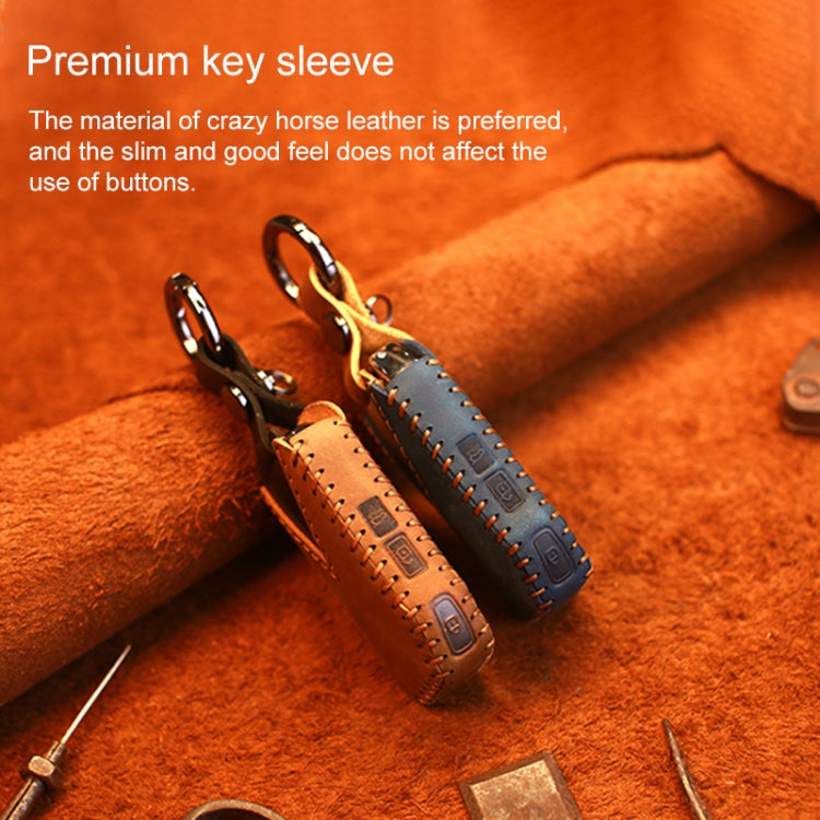 For Kia Car Cowhide Leather Key Protective Cover Key Case, Square Version (Brown)
