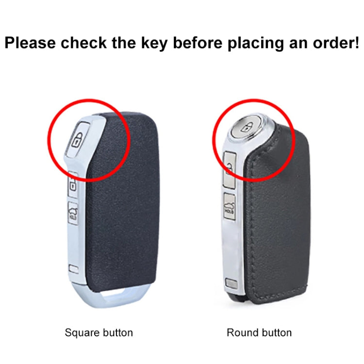 For Kia Car Cowhide Leather Key Protective Cover Key Case, Square Version (Brown)
