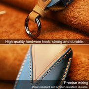 For Chevrolet Car Cowhide Leather Key Protective Cover Key Case, Three Keys Version (Blue)