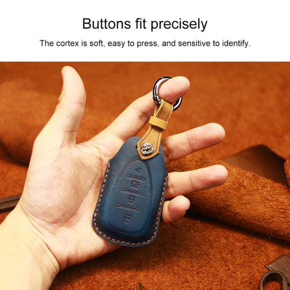 For Chevrolet Car Cowhide Leather Key Protective Cover Key Case, Three Keys Version (Red)