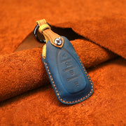 For Chevrolet Car Cowhide Leather Key Protective Cover Key Case, Four Keys Version (Blue)