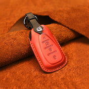 For Chevrolet Car Cowhide Leather Key Protective Cover Key Case, Four Keys Version (Red)
