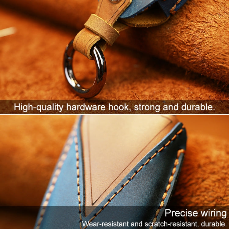 For Chevrolet Car Cowhide Leather Key Protective Cover Key Case, Five Keys Version (Blue)