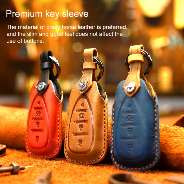 For Chevrolet Car Cowhide Leather Key Protective Cover Key Case, Five Keys Version (Red)
