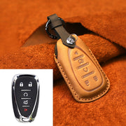 For Chevrolet Car Cowhide Leather Key Protective Cover Key Case, Five Keys Version (Brown)