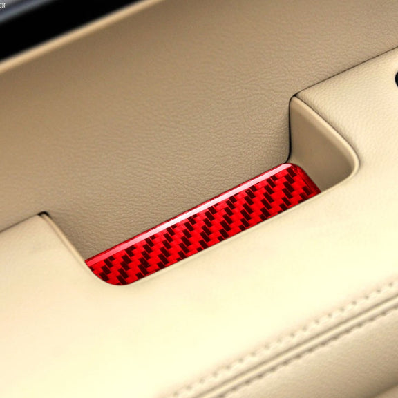 4 PCS Set for Honda CRV 2007-2011 Carbon Fiber Car Inner Armrest Gasket Decorative Sticker,Left and Right Drive Universal (Red)