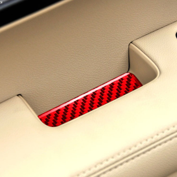4 PCS Set for Honda CRV 2007-2011 Carbon Fiber Car Inner Armrest Gasket Decorative Sticker,Left and Right Drive Universal (Red)