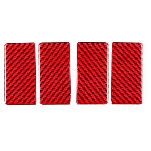 4 PCS Set for Honda CRV 2007-2011 Carbon Fiber Car Inner Armrest Gasket Decorative Sticker,Left and Right Drive Universal (Red)