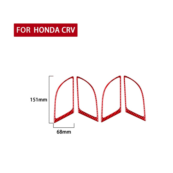 4 PCS Set for Honda CRV 2007-2011 Carbon Fiber Car Inner Handle Frame Decorative Sticker,Left and Right Drive Universal (Red)