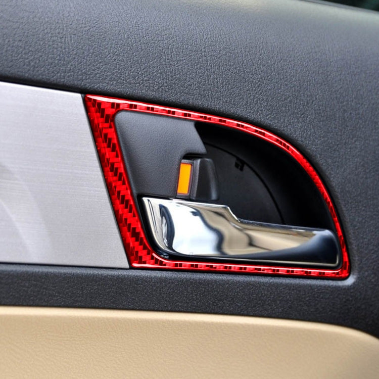 4 PCS Set for Honda CRV 2007-2011 Carbon Fiber Car Inner Handle Frame Decorative Sticker,Left and Right Drive Universal (Red)