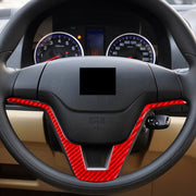 For Honda CRV 2007-2011 Carbon Fiber Car Steering Wheel Decorative Sticker, Left Drive (Red)