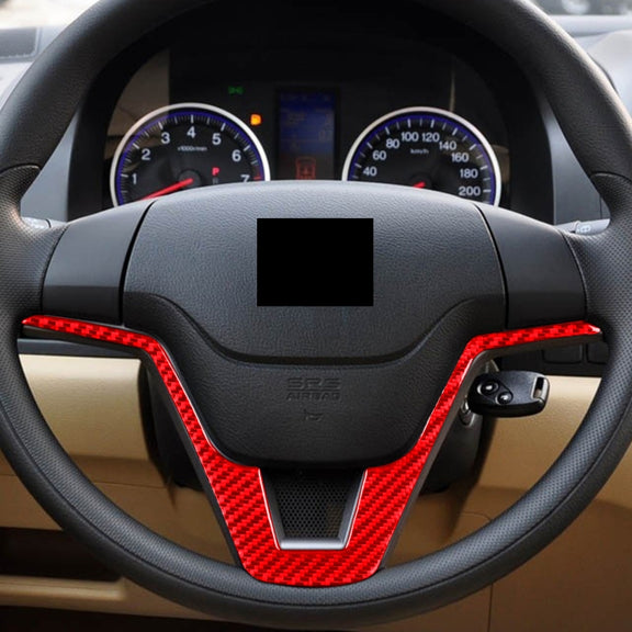 For Honda CRV 2007-2011 Carbon Fiber Car Steering Wheel Decorative Sticker, Left Drive (Red)
