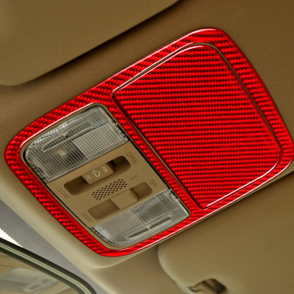 2 PCS Set  for Honda CRV 2007-2011 Carbon Fiber Car Front Reading Light Panel Decorative Sticker,Left and Right Drive Universal (Red)