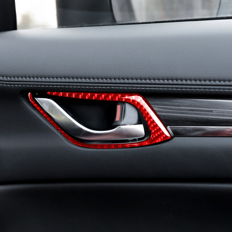 Car Carbon Fiber Inside Door Handle Decorative Sticker for Mazda CX-5 2017-2018, Left and Right Drive (Red)