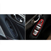Car Carbon Fiber A Style Window Glass Lift Panel Decorative Sticker for Infiniti Q50 2014-2020, Left Drive (Red)