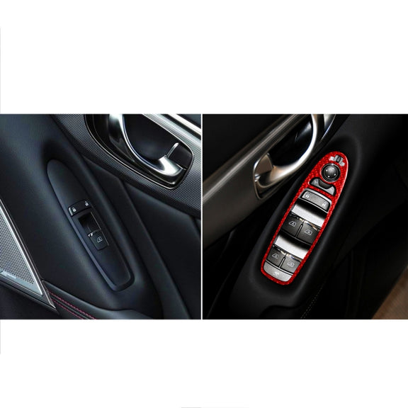Car Carbon Fiber A Style Window Glass Lift Panel Decorative Sticker for Infiniti Q50 2014-2020, Left Drive (Red)