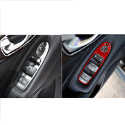 Car Carbon Fiber B Style Window Glass Lift Panel Decorative Sticker for Infiniti Q50 2014-2020, Left Drive (Red)