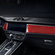 Car Carbon Fiber Central Control Panel Decorative Sticker for Porsche Macan 2014-2021, Left Drive(Red)