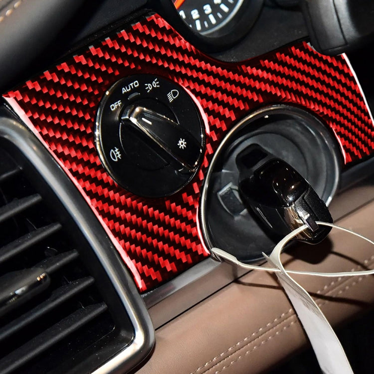Car Carbon Fiber Key Hole Decorative Sticker for Porsche Panamera, Left Drive (Red)