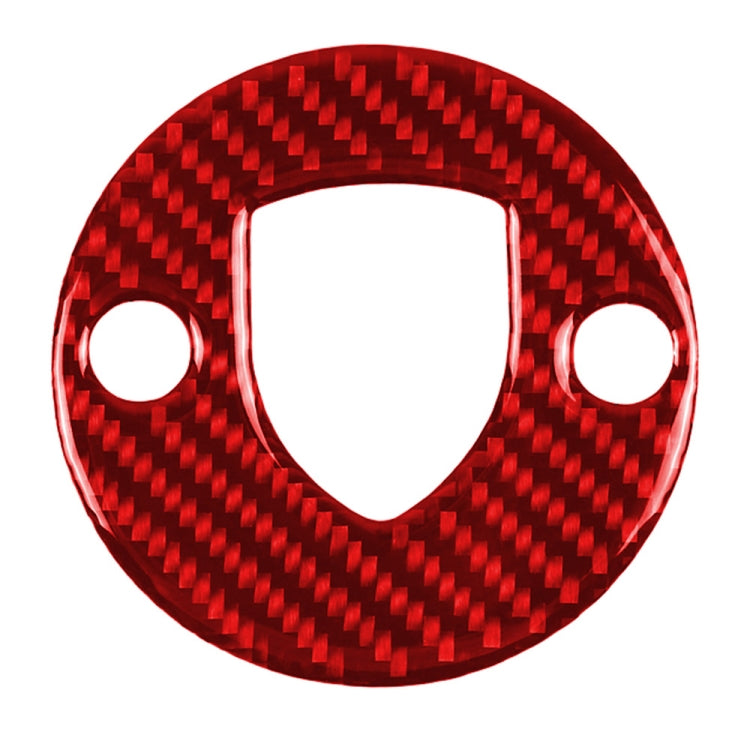 Car Carbon Fiber Steering Wheel Decorative Sticker for Porsche Macan 2014-2021, Left and Right Drive Universal (Red)