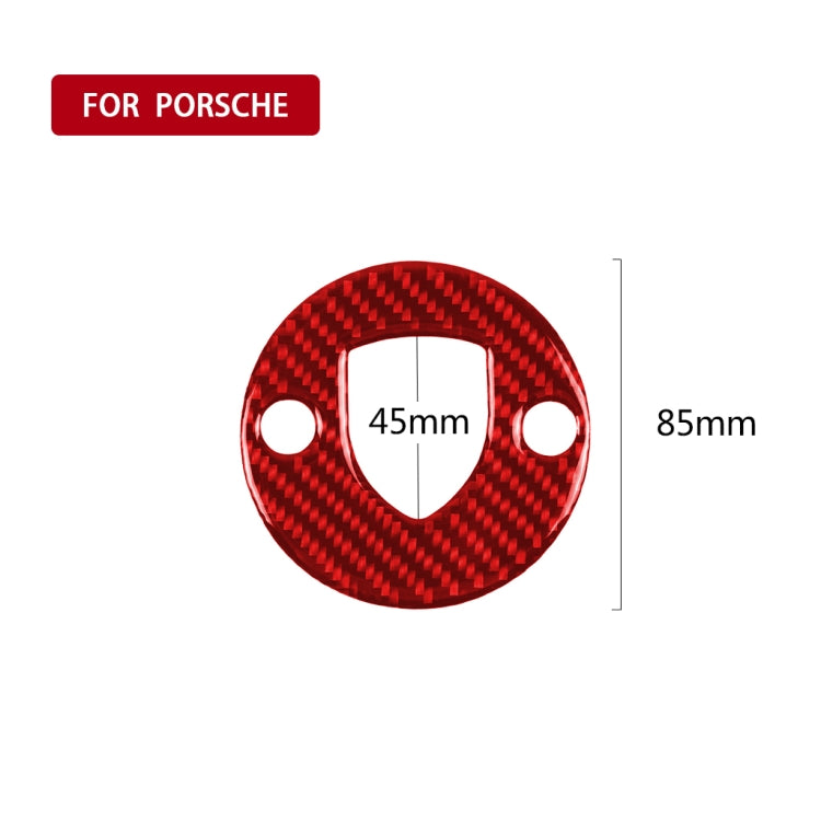 Car Carbon Fiber Steering Wheel Decorative Sticker for Porsche Macan 2014-2021, Left and Right Drive Universal (Red)
