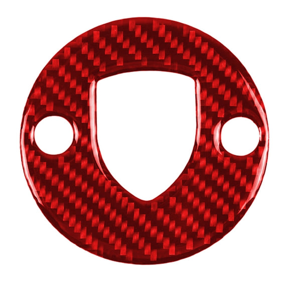 Car Carbon Fiber Steering Wheel Decorative Sticker for Porsche Macan 2014-2021, Left and Right Drive Universal (Red)