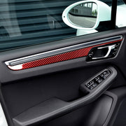 Car Carbon Fiber Door Panel Decorative Sticker for Porsche Macan 2014-2021, Left and Right Drive Universal (Red)