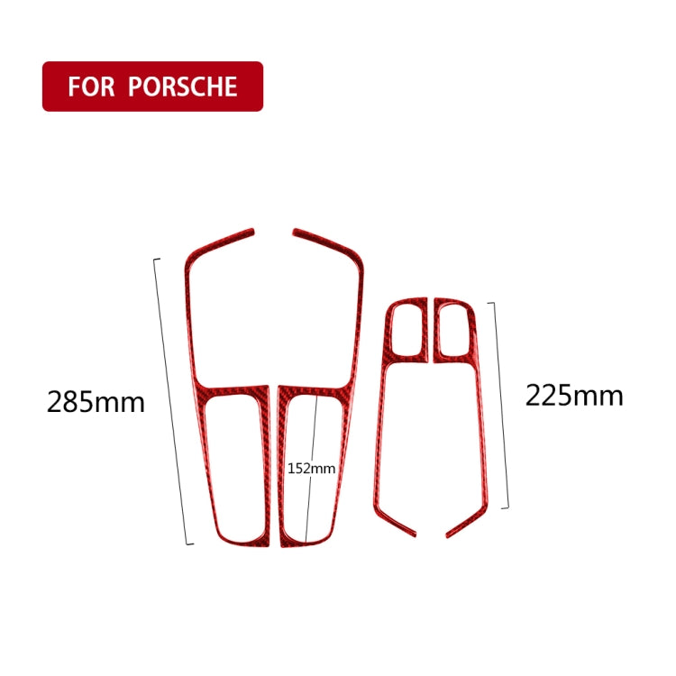 Car Carbon Fiber Window Buttons Panel Decorative Sticker for Porsche Macan 2014-2021, Left and Right Drive Universal (Red)