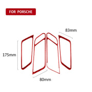 Car Carbon Fiber Door Handle Frame Panel Decorative Sticker for Porsche Macan 2014-2021, Left and Right Drive Universal (Red)